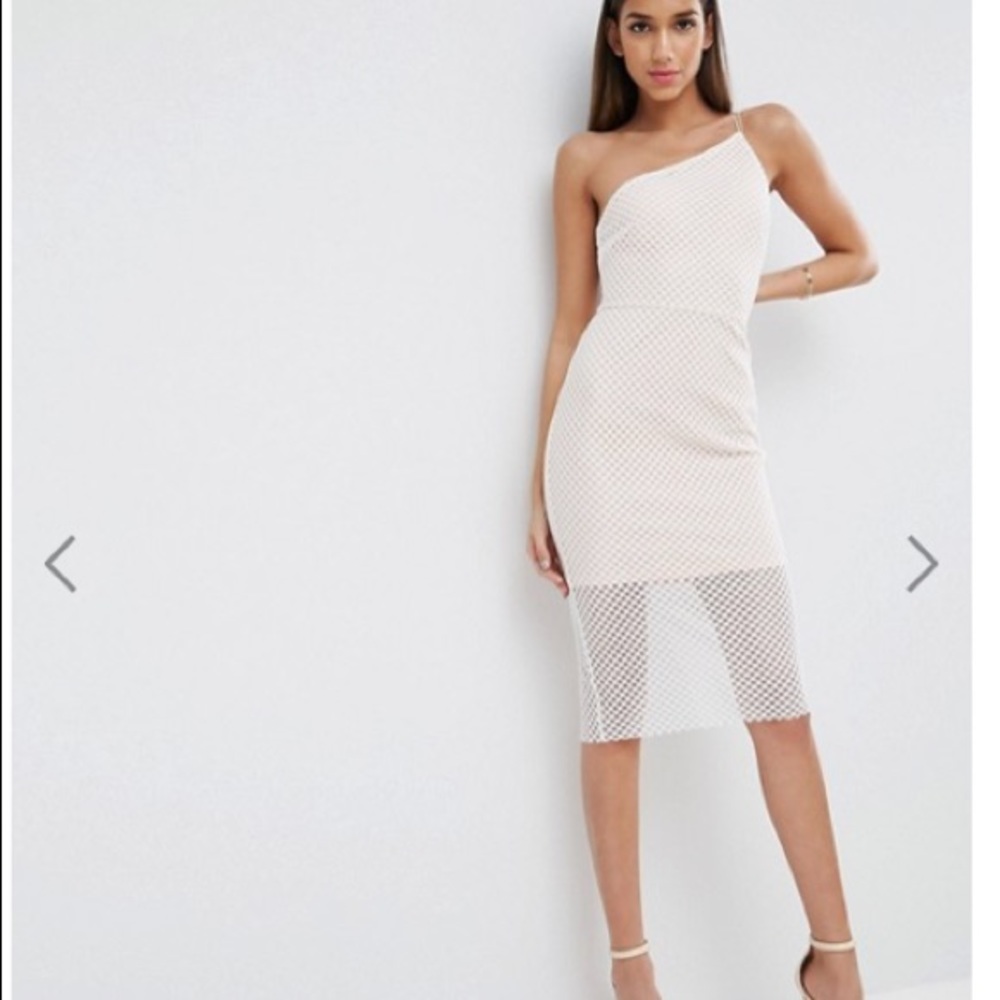 ASOS Geo Mesh Asymmetric Bodycon Dress